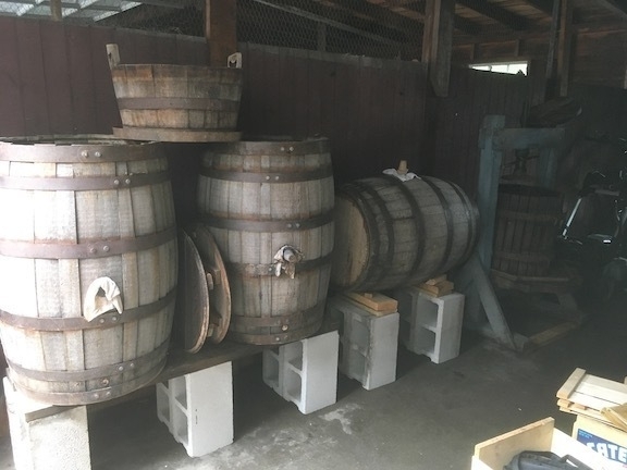 wine barrels, press, etc.
